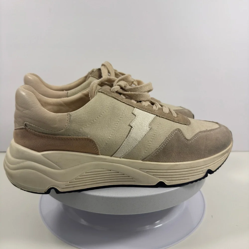 Oasis Society Chunky Sneakers Beige Suede‎ Leather Casual Retro Shoes Size 10